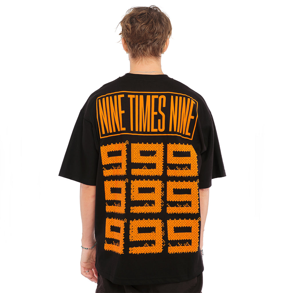 9x9 Classic Logo Tee in Black/Orange